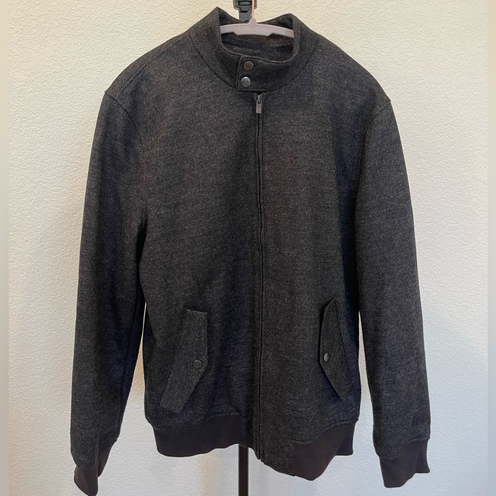 Massimo Dutti Men’s Dark Grey Wool Blend Jacket with Pockets